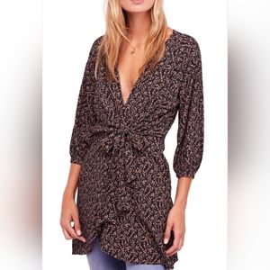 Free People Tunic size M tie waist plunge neckline